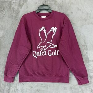 Quiet Golf Eagle Graphic Crewneck Sweatshirt Burgundy Maroon Mens M‎ USA Made